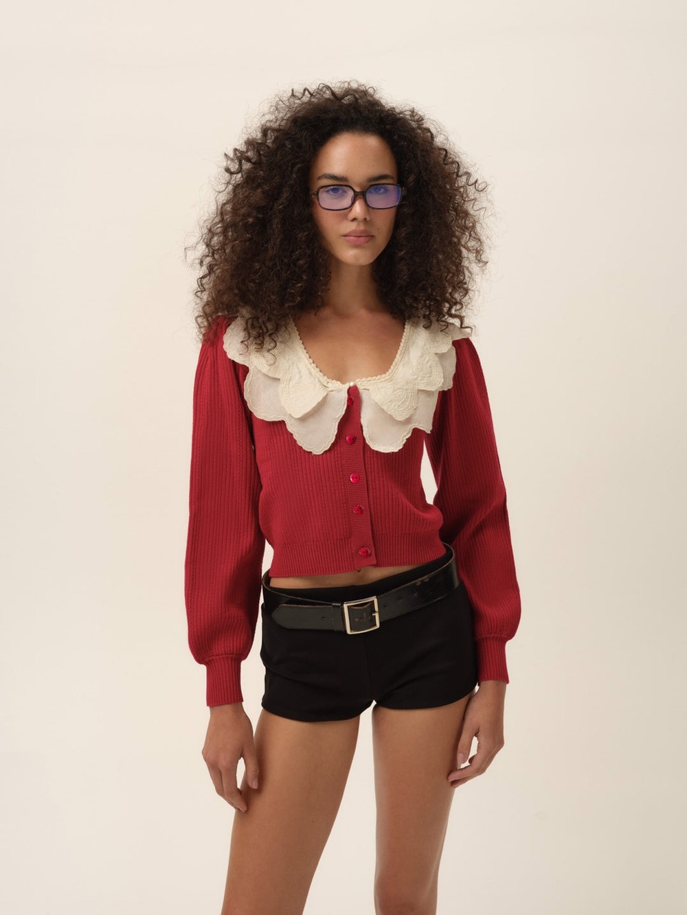 For Love & Lemons Scalloped Peter Pan‎ Collar Cardigan Romantic Coquette